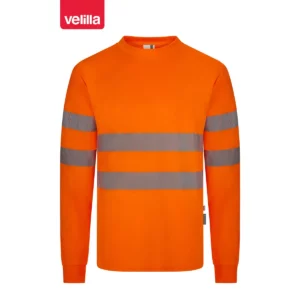 Camiseta reciclada manga larga Velilla 305634 naranja flúor, vista frontal