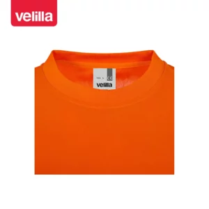 Camiseta reciclada manga larga Velilla 305634 naranja flúor, detalle de cuello