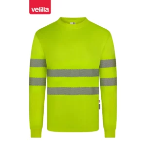 Camiseta reciclada manga larga Velilla 305634 amarillo flúor, vista frontal