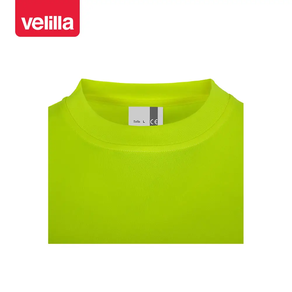 Camiseta reciclada manga larga Velilla 305634 7 Camiseta reciclada manga larga Velilla 305634 amarillo flúor, detalle de cuello