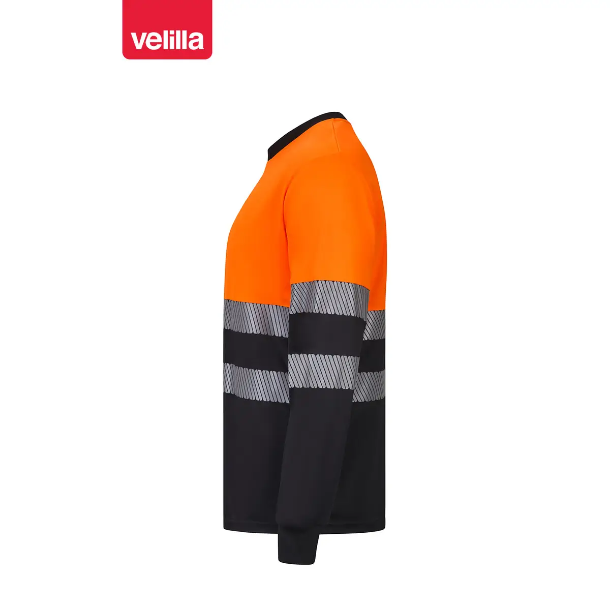 Camiseta reciclada manga larga Velilla 305635 38 Camiseta reciclada manga larga Velilla 305635 Negro/Naranja flúor, vista lateral