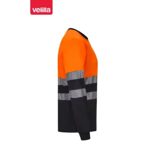 Camiseta reciclada manga larga Velilla 305635 Negro/Naranja flúor, vista lateral opuesta