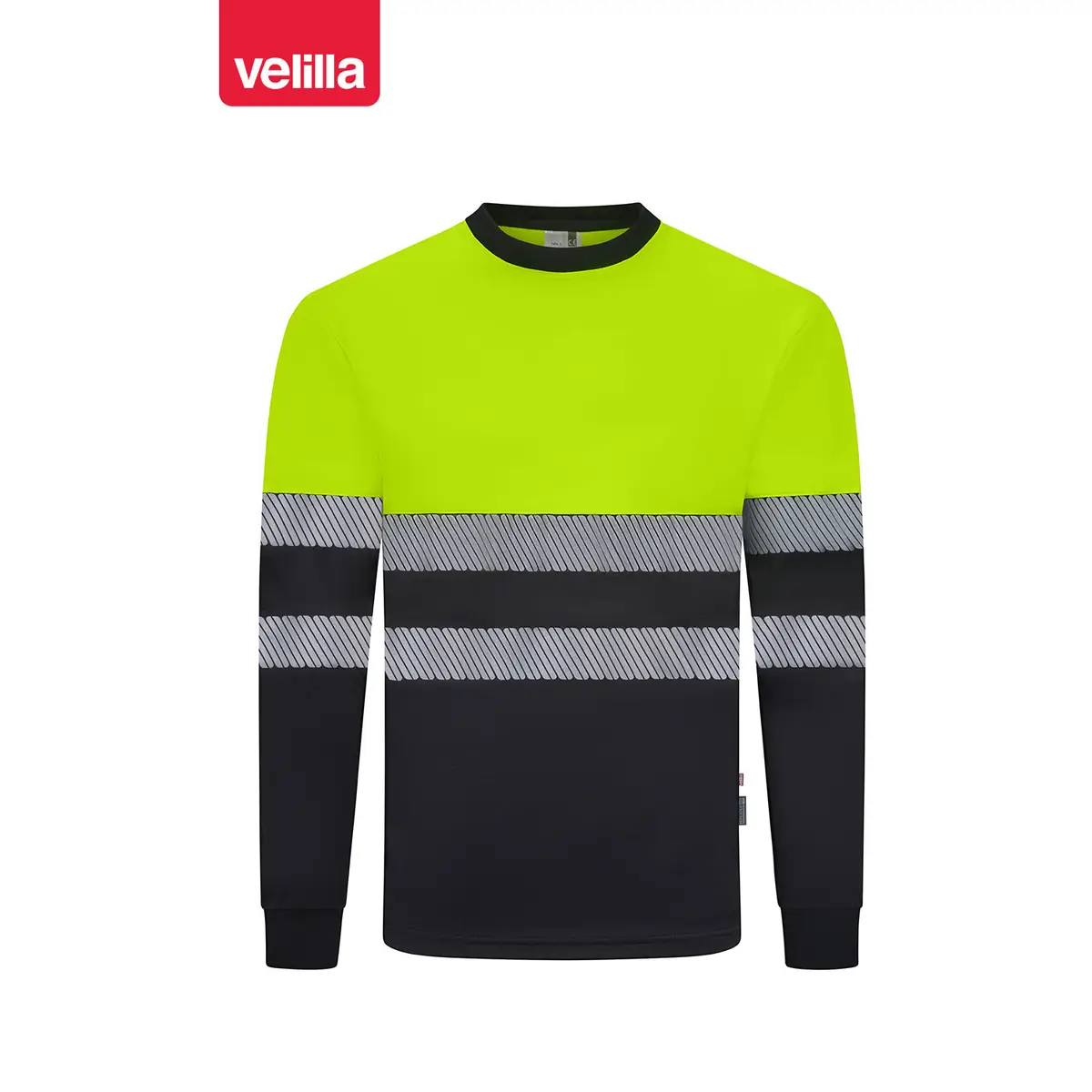 Camiseta reciclada manga larga Velilla 305635 21 Camiseta reciclada manga larga Velilla 305635 Negro/Amarillo flúor, vista frontal