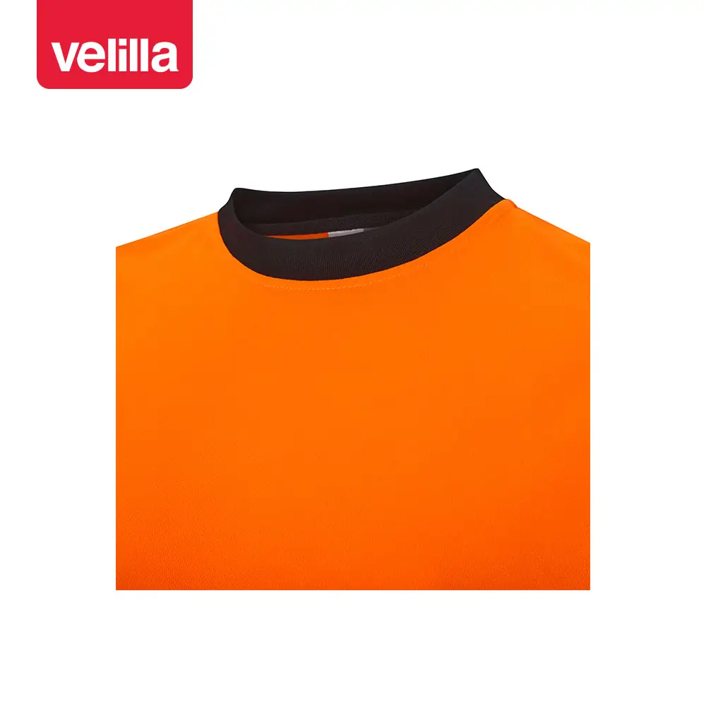 Camiseta reciclada manga larga Velilla 305635 8 Camiseta reciclada manga larga Velilla 305635 Negro/Amarillo flúor, detalle de cuello