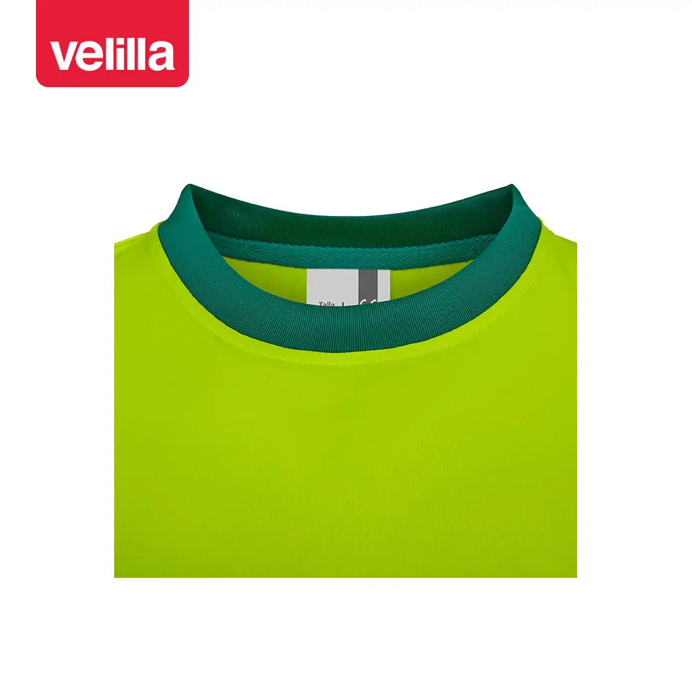 Camiseta reciclada manga larga Velilla 305635 6 Camiseta reciclada manga larga Velilla 305635 Verde/Amarillo flúor, detalle de cuello