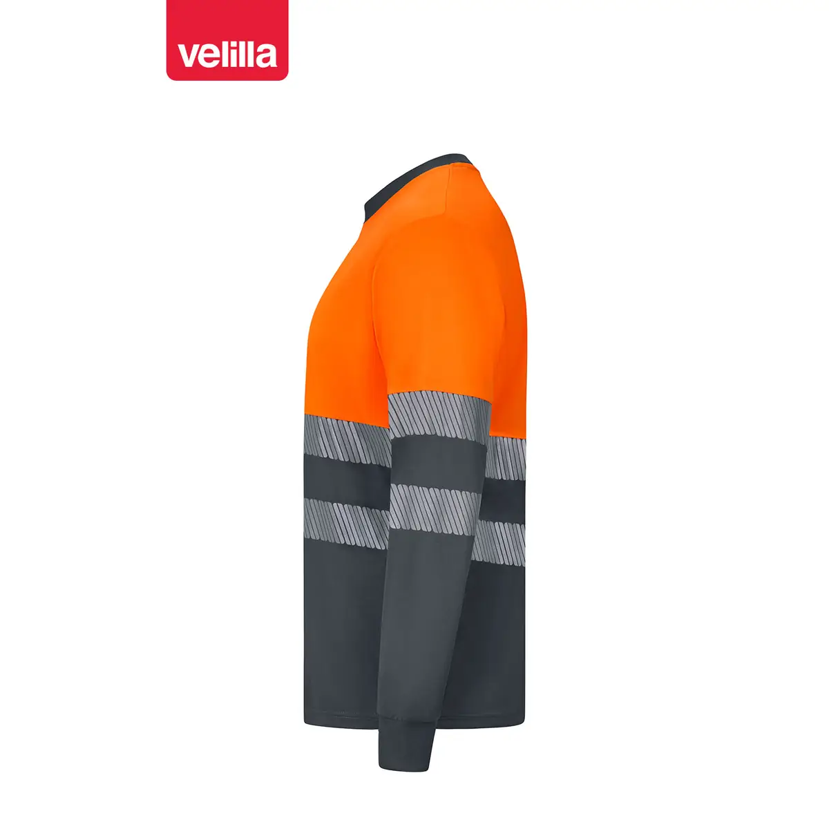 Camiseta reciclada manga larga Velilla 305635 34 Camiseta reciclada manga larga Velilla 305635 Gris/Naranja flúor, vista lateral