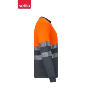 Camiseta reciclada manga larga Velilla 305635 Gris/Naranja flúor, vista lateral opuesta