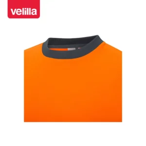 Camiseta reciclada manga larga Velilla 305635 Gris/Naranja flúor, detalle de cuello
