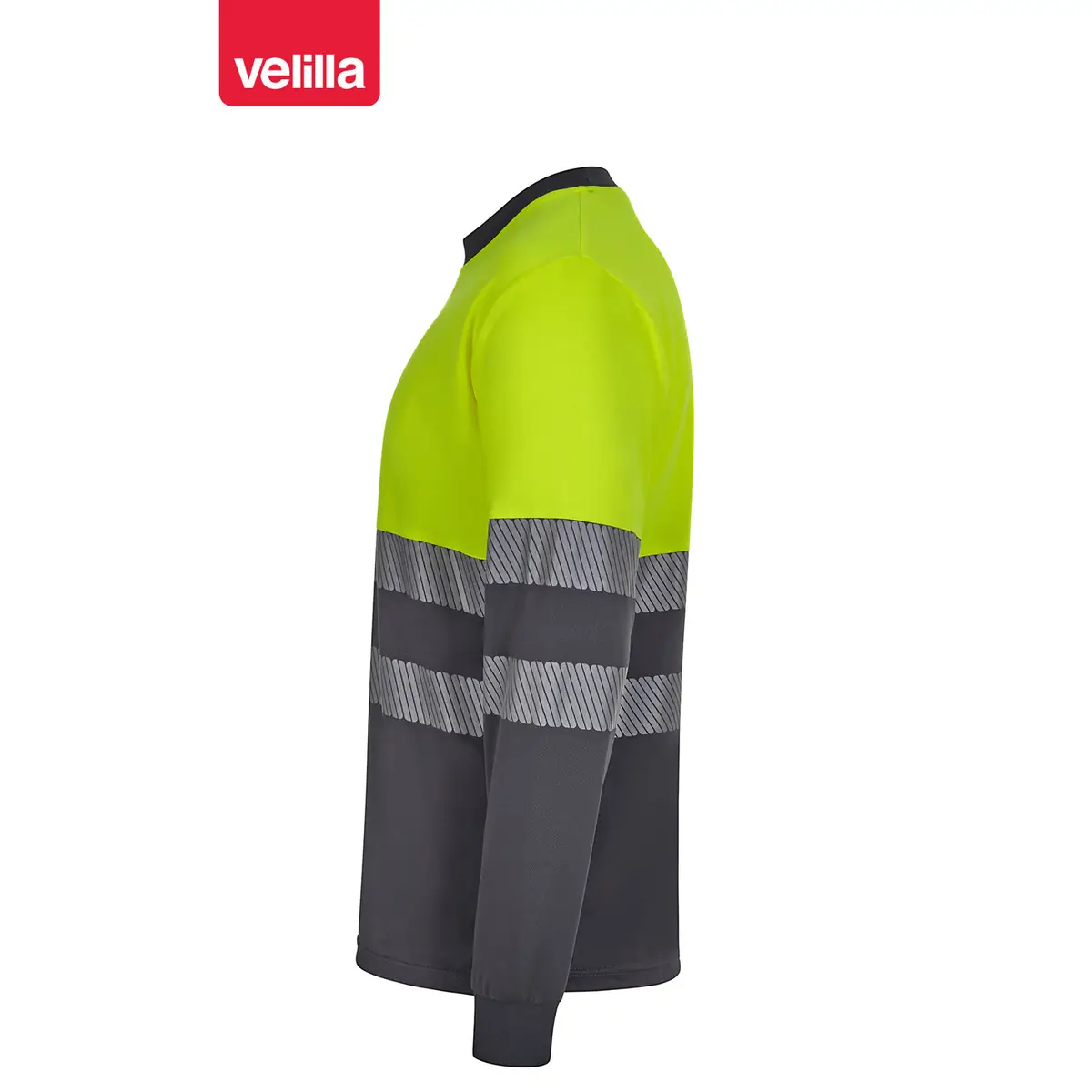 Camiseta reciclada manga larga Velilla 305635 2 Camiseta reciclada manga larga Velilla 305635 Gris/Amarillo flúor, vista lateral