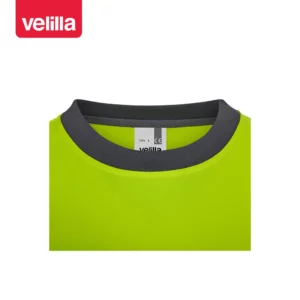 Camiseta reciclada manga larga Velilla 305635 Gris/Amarillo flúor, detalle de cuello