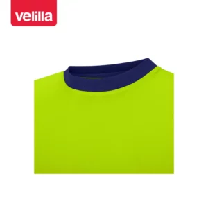 Camiseta reciclada manga larga Velilla 305635 Azulina/Amarillo flúor, detalle de cuello
