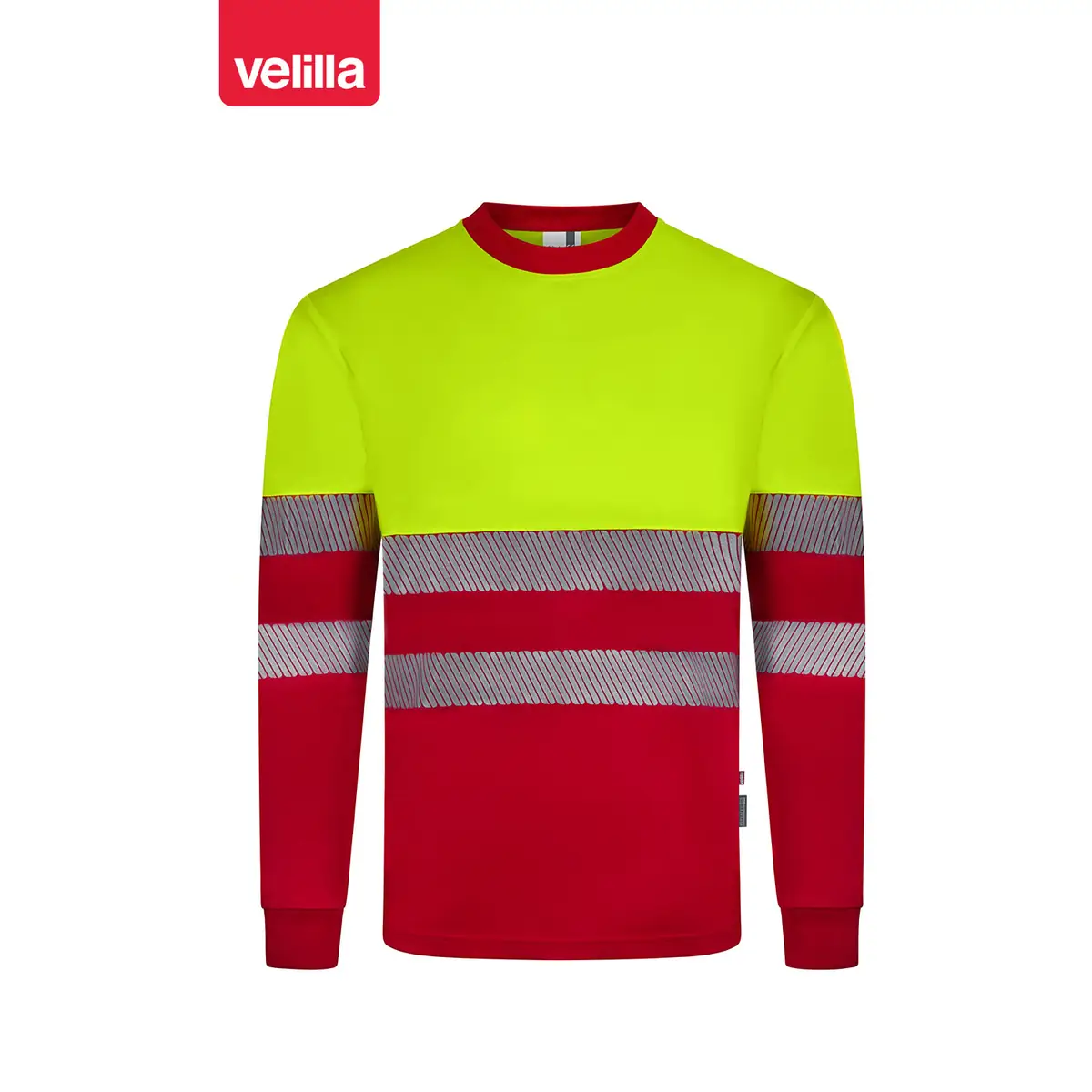 Camiseta reciclada manga larga Velilla 305635 29 Camiseta reciclada manga larga Velilla 305635 Rojo/Amarillo flúor, vista frontal