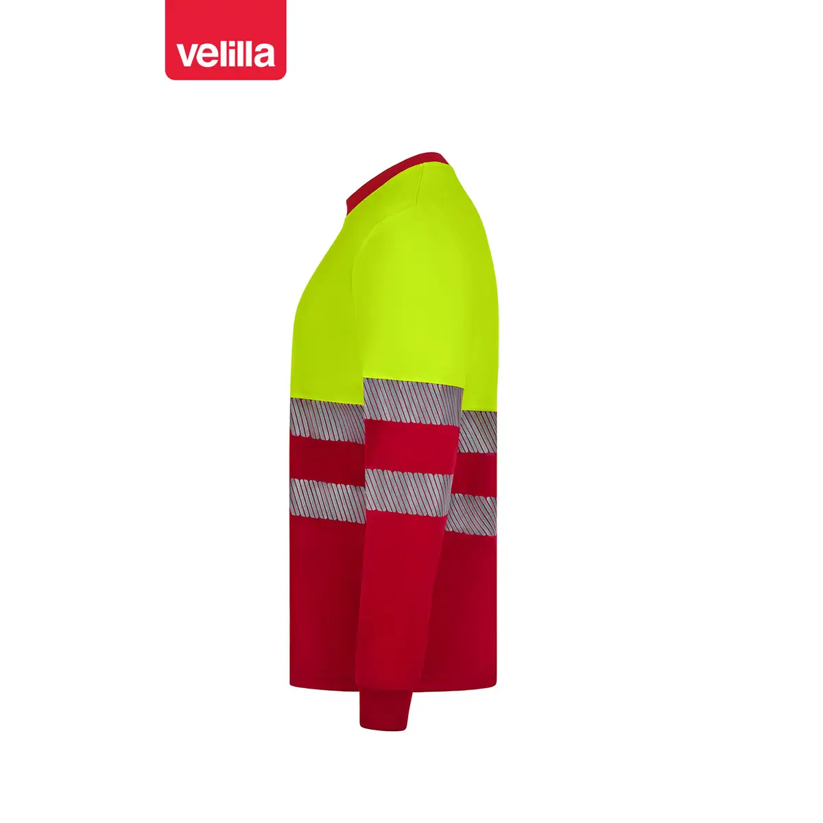 Camiseta reciclada manga larga Velilla 305635 30 Camiseta reciclada manga larga Velilla 305635 Rojo/Amarillo flúor, vista lateral