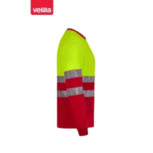 Camiseta reciclada manga larga Velilla 305635 Rojo/Amarillo flúor, vista lateral opuesta