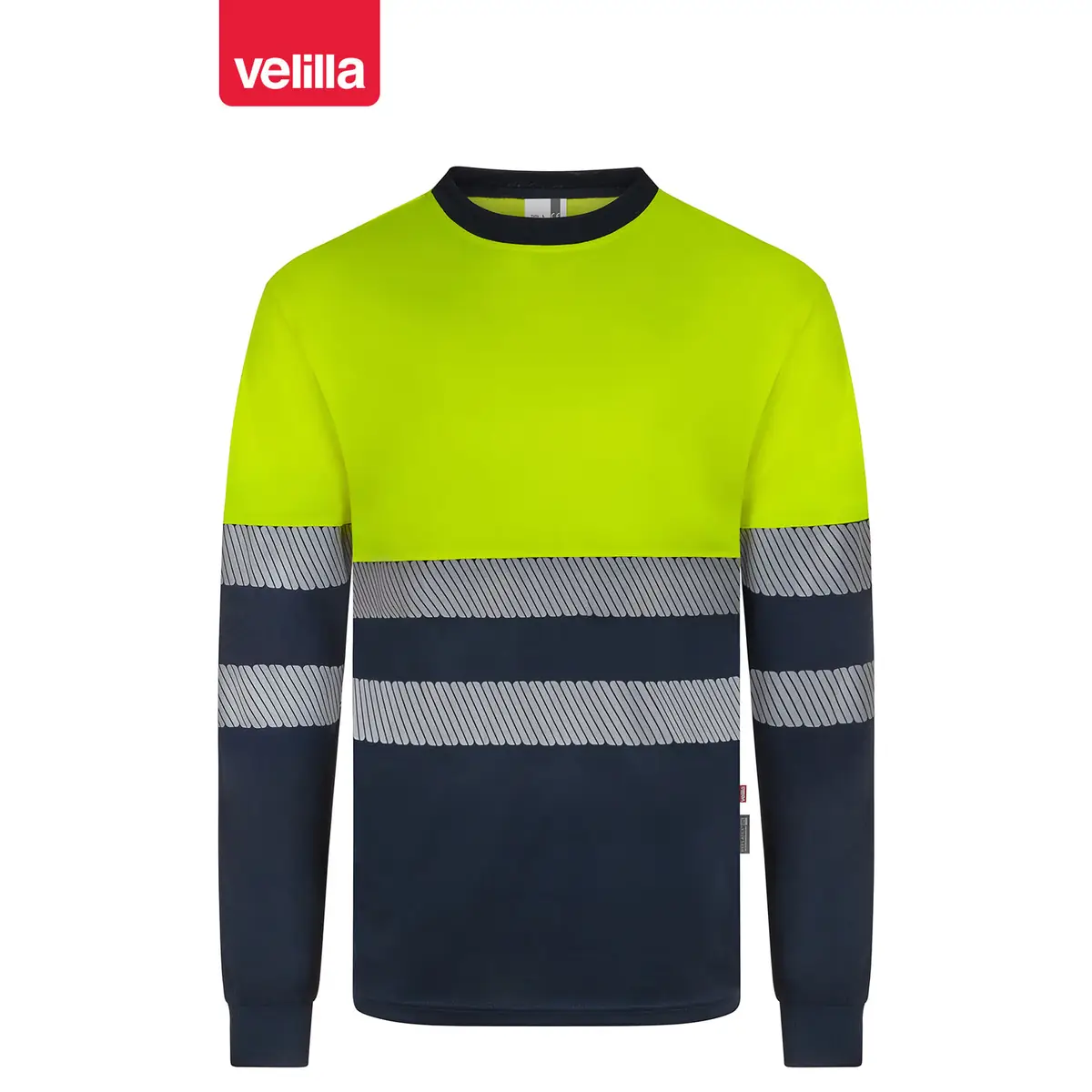 Camiseta reciclada manga larga Velilla 305635 12 Camiseta reciclada manga larga Velilla 305635 Azul navy/Amarillo flúor, vista frontal