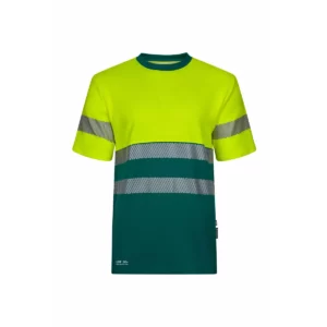 Camiseta bicolor manga corta Velilla 305643 Verde/Amarillo flúor, vista frontal