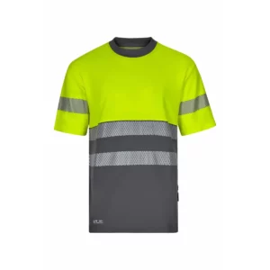 Camiseta bicolor manga corta Velilla 305643 Gris/Amarillo flúor, vista frontal