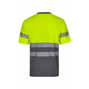Camiseta bicolor manga corta Velilla 305643 Gris/Amarillo flúor, vista trasera