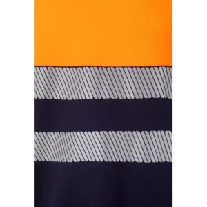 Camiseta bicolor manga corta Velilla 305643 Azul navy/Naranja flúor, detalle de cintas reflectantes