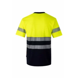 Camiseta bicolor manga corta Velilla 305643 Azul navy/Amarillo flúor, vista trasera