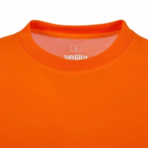 Camiseta manga larga Velilla 305644 Naranja flúor, detalle de cuello
