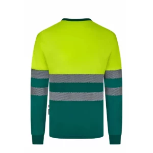 Camiseta bicolor manga larga Velilla 305645 Verde/Amarillo flúor, vista trasera