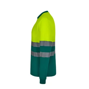 Camiseta bicolor manga larga Velilla 305645 Verde/Amarillo flúor, vista lateral