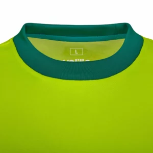 Camiseta bicolor manga larga Velilla 305645 Verde/Amarillo flúor, detalle de cuello