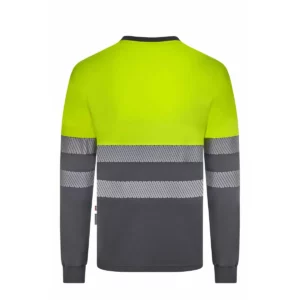 Camiseta bicolor manga larga Velilla 305645 Gris/Amarillo flúor, vista trasera