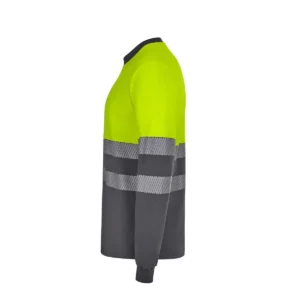 Camiseta bicolor manga larga Velilla 305645 Gris/Amarillo flúor, vista lateral