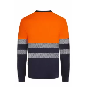 Camiseta bicolor manga larga Velilla 305645 Azul navy/Naranja flúor, vista trasera