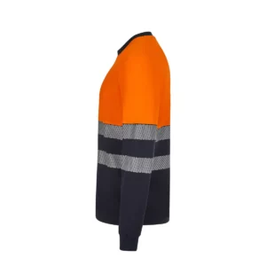 Camiseta bicolor manga larga Velilla 305645 Azul navy/Naranja flúor, vista lateral