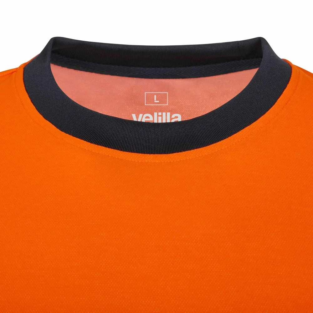Camiseta bicolor manga larga Velilla 305645 16 Camiseta bicolor manga larga Velilla 305645 Azul navy/Naranja flúor, detalle de cuello