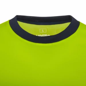 Camiseta bicolor manga larga Velilla 305645 Azul navy/Amarillo flúor, detalle de cuello
