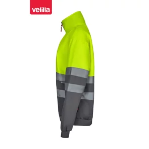 Sudadera bicolor Velilla 305701 con media cremallera Gris/Amarillo flúor, vista lateral