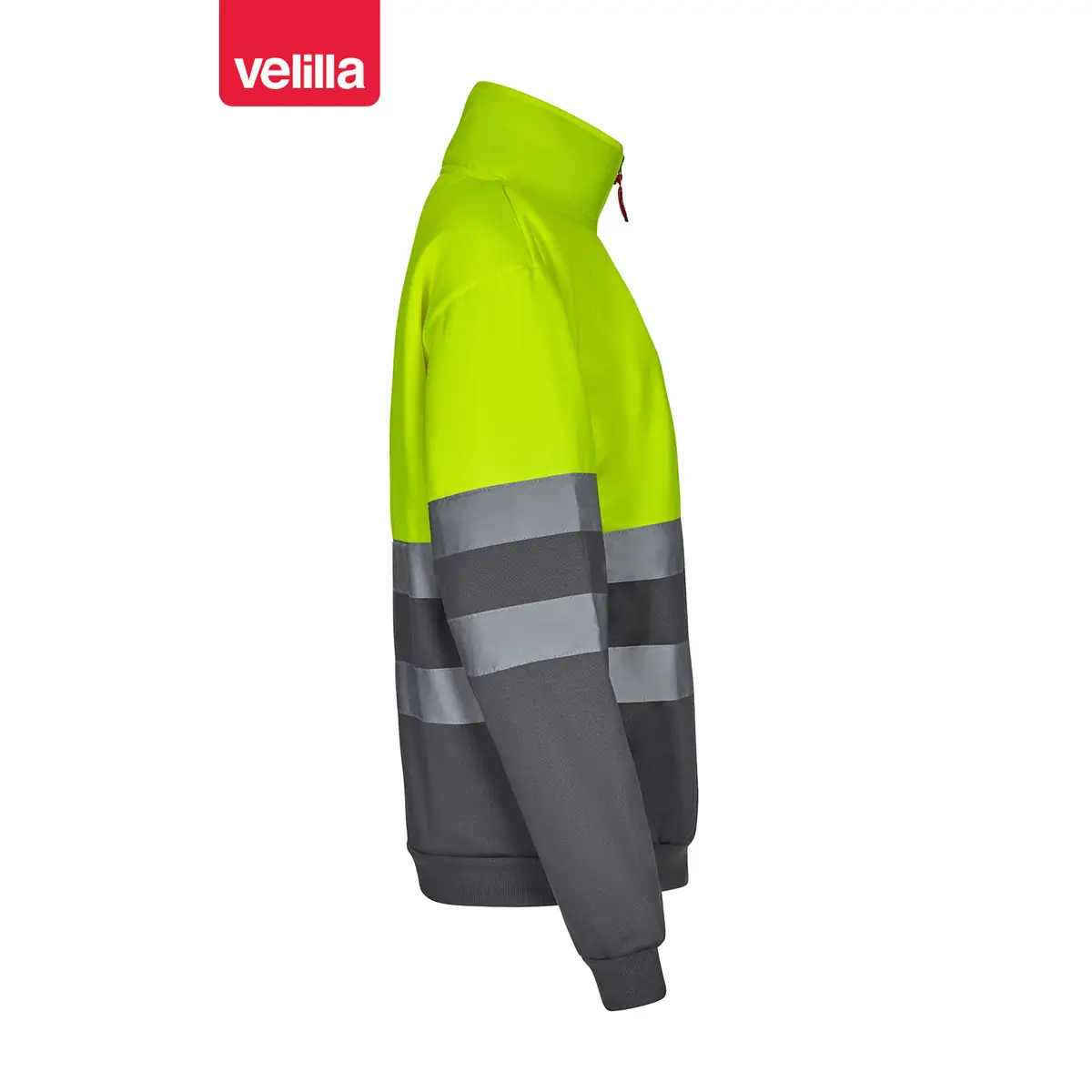 Sudadera bicolor Velilla 305701 con media cremallera 3 Sudadera bicolor Velilla 305701 con media cremallera Gris/Amarillo flúor, vista lateral opuesta