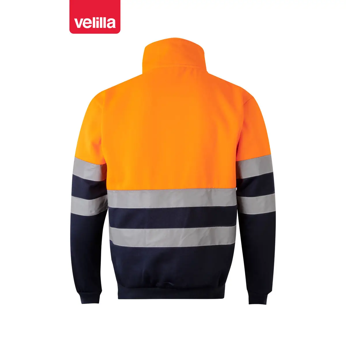 Sudadera bicolor Velilla 305701 con media cremallera 13 Sudadera bicolor Velilla 305701 con media cremallera Azul navy/Naranja flúor, vista trasera