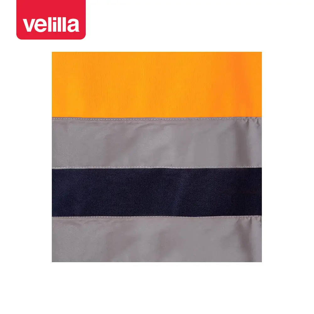 Sudadera bicolor Velilla 305701 con media cremallera 14 Sudadera bicolor Velilla 305701 con media cremallera Azul navy/Naranja flúor, detalle de cintas reflectantes