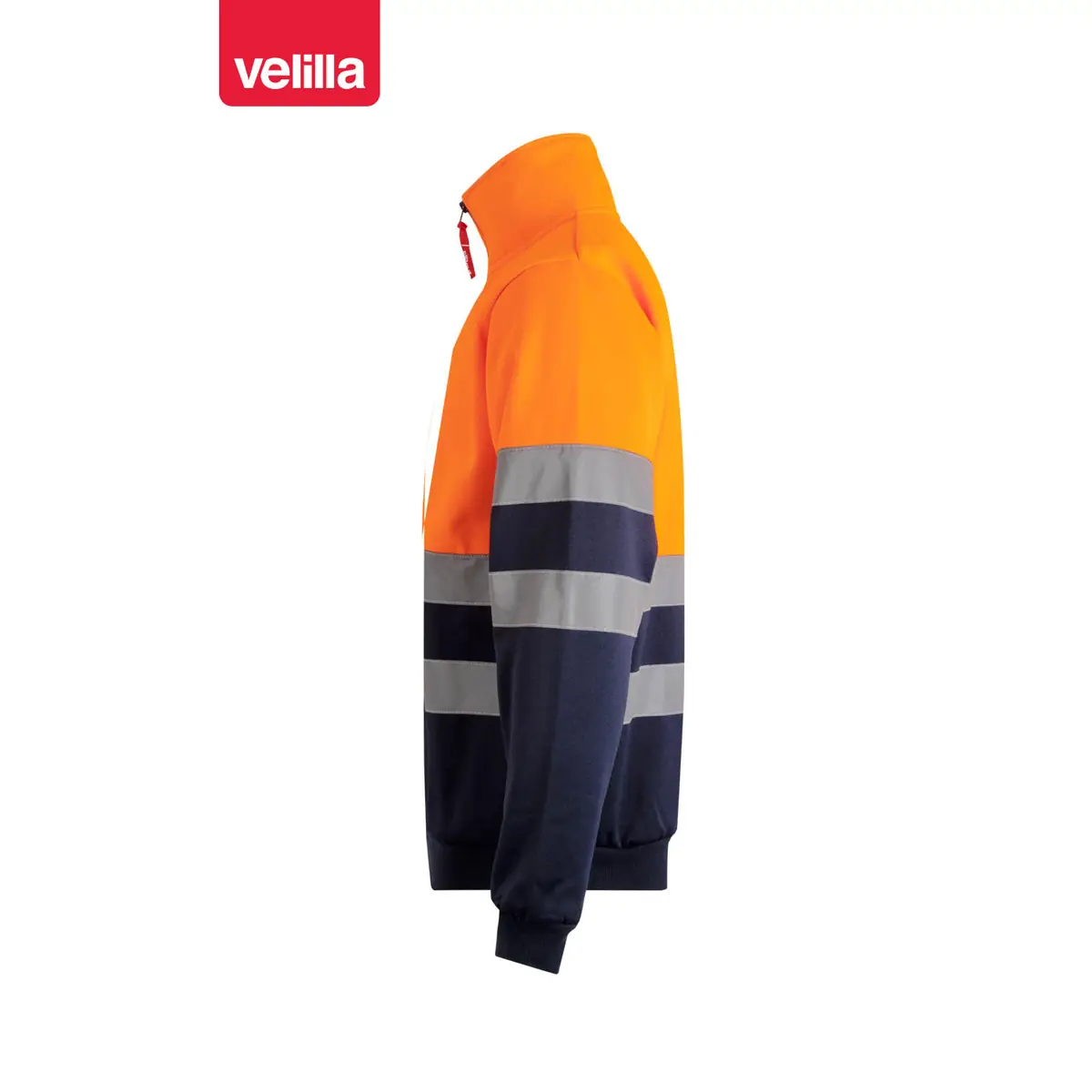 Sudadera bicolor Velilla 305701 con media cremallera 12 Sudadera bicolor Velilla 305701 con media cremallera Azul navy/Naranja flúor, vista lateral