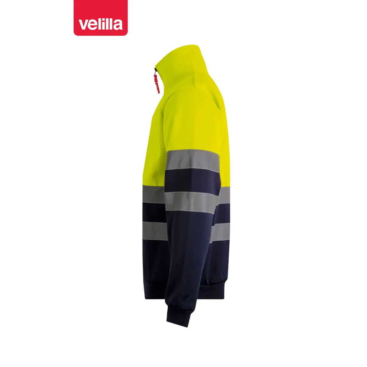 Sudadera bicolor Velilla 305701 con media cremallera 6 Sudadera bicolor Velilla 305701 con media cremallera Azul navy/Amarillo flúor, vista lateral