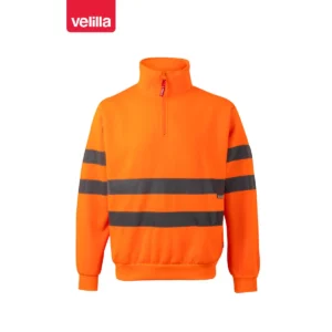 Sudadera Velilla 305702 con media cremallera Naranja flúor, vista frontal