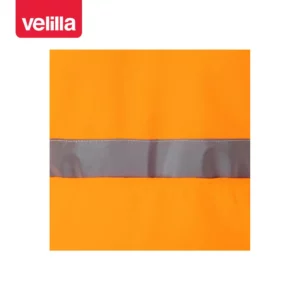 Sudadera Velilla 305702 con media cremallera Naranja flúor, detalle de cintas reflectantes