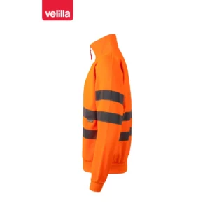 Sudadera Velilla 305702 con media cremallera Naranja flúor, vista lateral