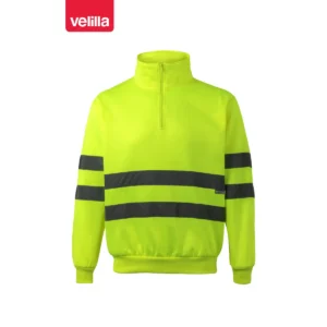 Sudadera Velilla 305702 con media cremallera Amarillo flúor, vista frontal