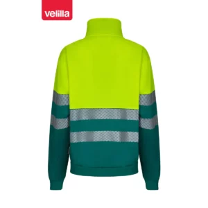 Sudadera bicolor Velilla 305703 con media cremallera Verde/Amarillo flúor, vista trasera