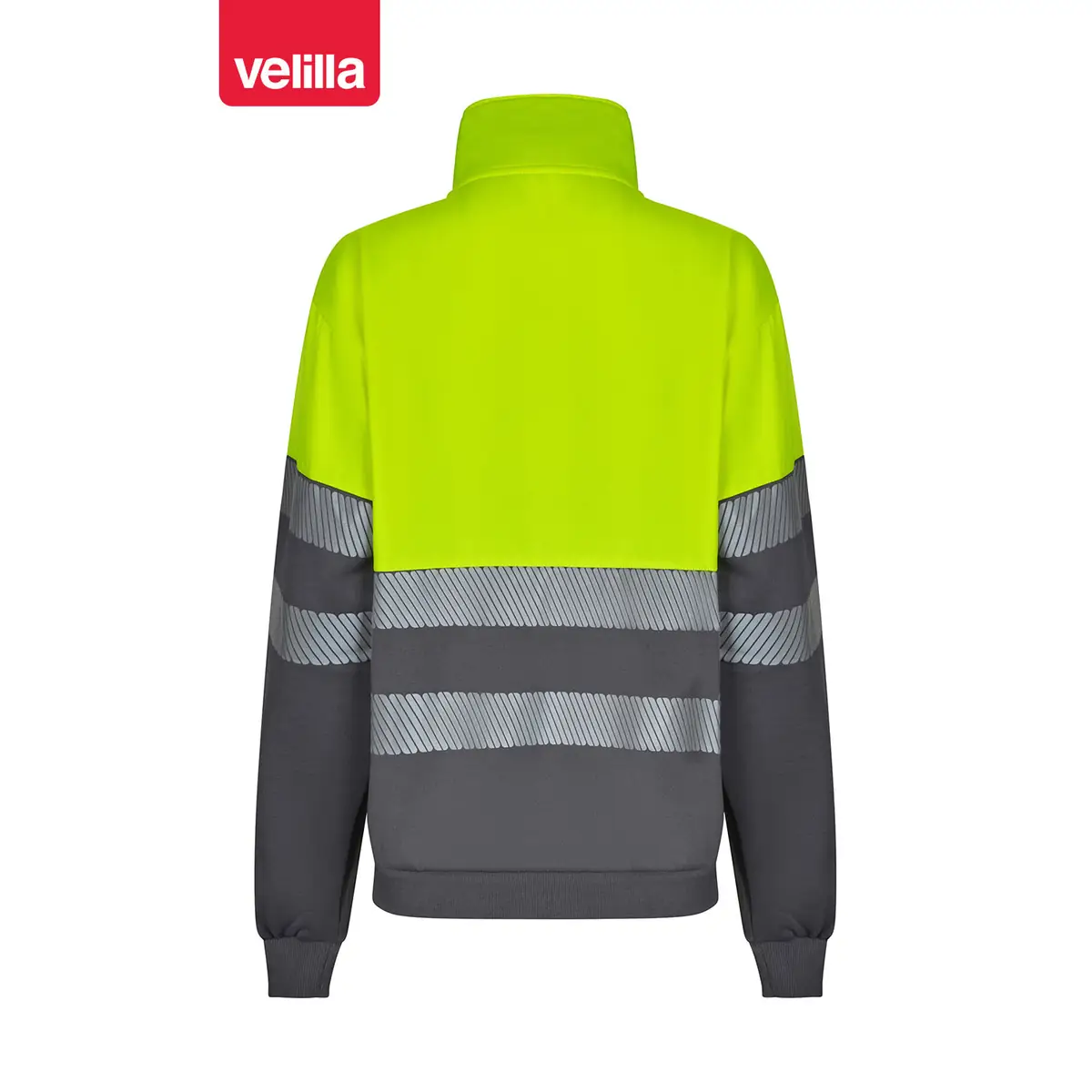 Sudadera bicolor Velilla 305703 con media cremallera 3 Sudadera bicolor Velilla 305703 con media cremallera Gris/Amarillo flúor, vista trasera