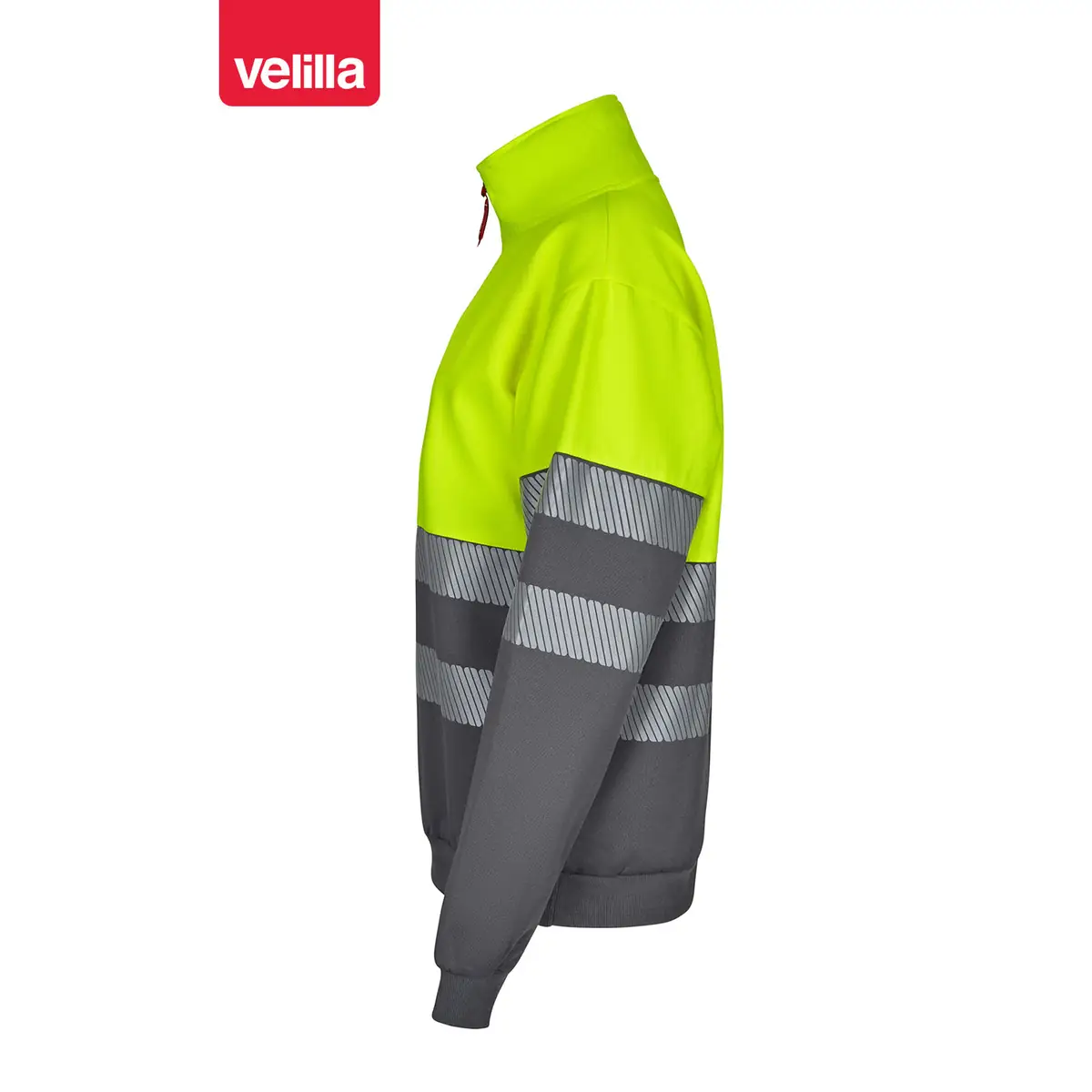 Sudadera bicolor Velilla 305703 con media cremallera 2 Sudadera bicolor Velilla 305703 con media cremallera Gris/Amarillo flúor, vista lateral