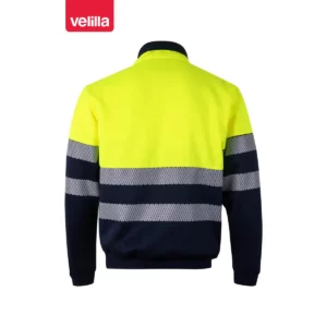 Sudadera bicolor Velilla 305703 con media cremallera Azul navy/Amarillo flúor, vista trasera