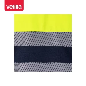 Sudadera bicolor Velilla 305703 con media cremallera Azul navy/Amarillo flúor, detalle de cintas reflectantes