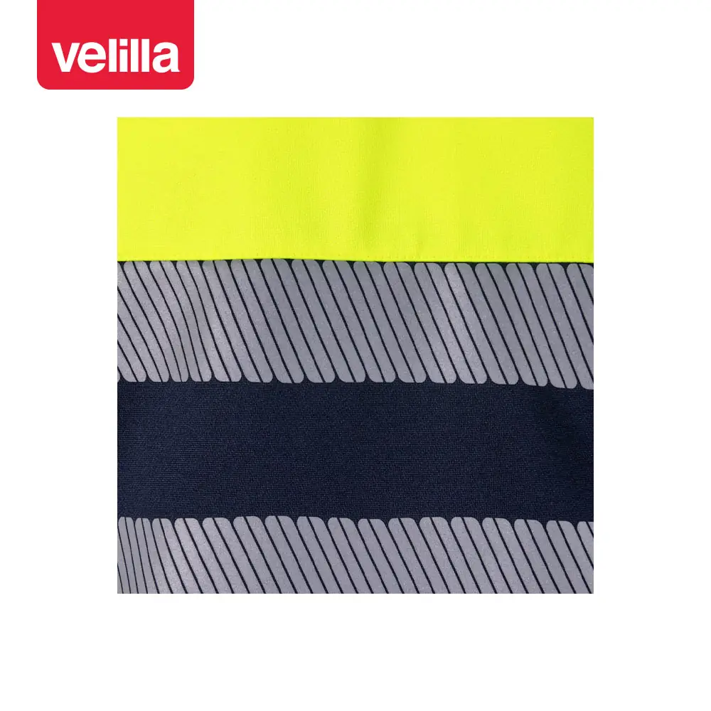 Sudadera bicolor Velilla 305703 con media cremallera 13 Sudadera bicolor Velilla 305703 con media cremallera Azul navy/Amarillo flúor, detalle de cintas reflectantes